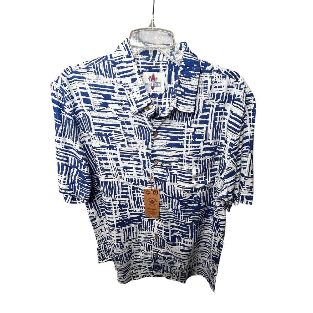 Urban Shores Men's Hawaiian
Shirt Abstract Blue Size Large 44 NWT